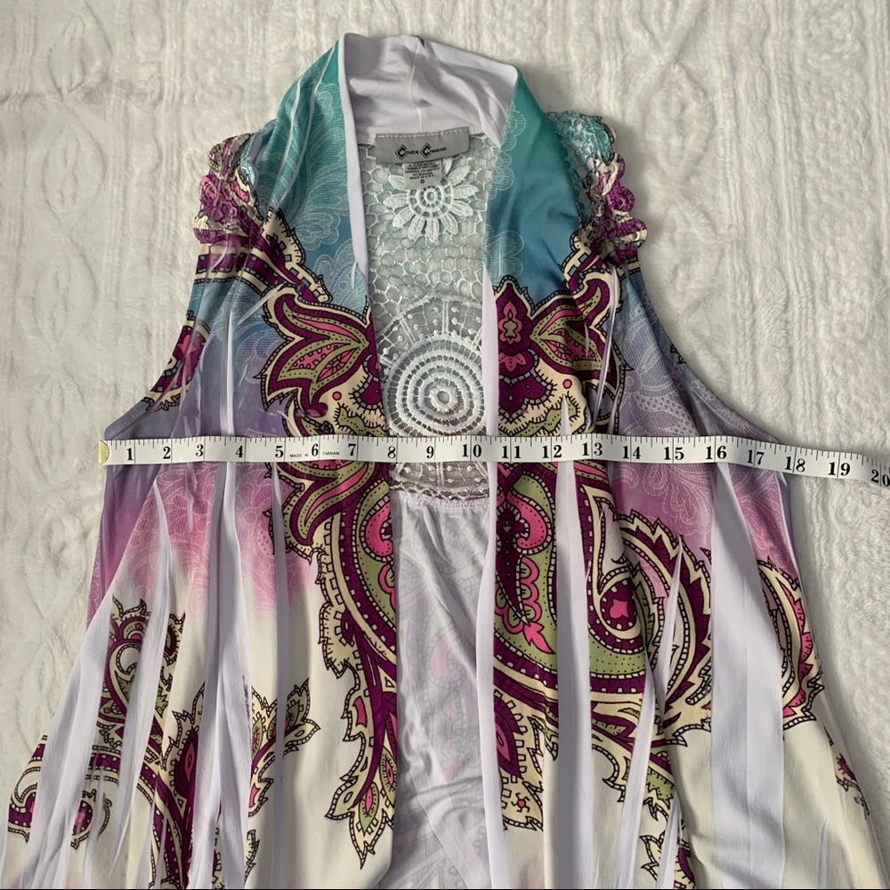 Cover Charge size small stamp print butterfly vest - Picture 3 of 5